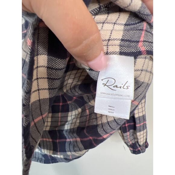 NEW Rails Willow Plaid Ruffle-Trim Collared Button-Up Shirt Multi Color Size: S - Picture 5 of 8